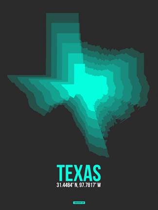 Framed Texas Radiant Map 6 Print