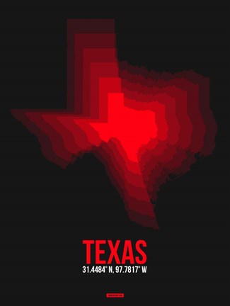 Framed Texas Radiant Map 7 Print
