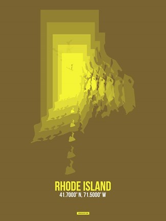 Framed Rhode Island Radiant Map 1 Print