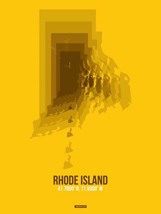 Framed Rhode Island Radiant Map 3 Print