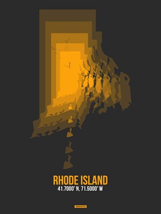 Framed Rhode Island Radiant Map 4 Print