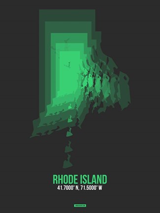 Framed Rhode Island Radiant Map 6 Print