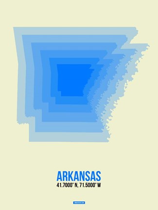 Framed Arkansas Radiant Map 2 Print