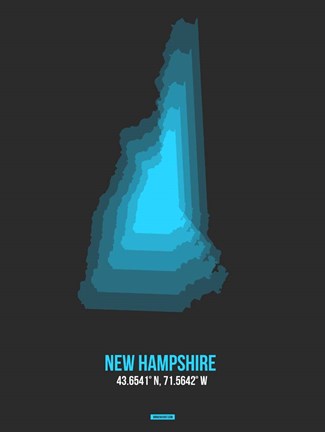 Framed New Hampshire Radiant Map 4 Print