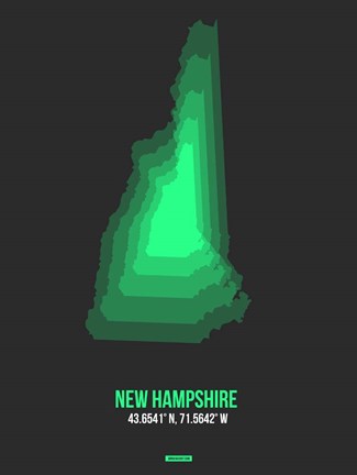 Framed New Hampshire Radiant Map 6 Print