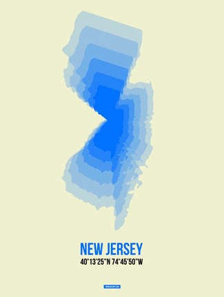 Framed New Jersey Radiant Map 1 Print