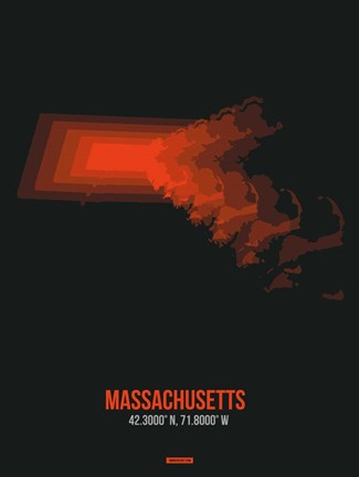 Framed Massachusetts Radiant Map 5 Print