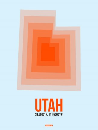 Framed Utah Radiant Map 2 Print