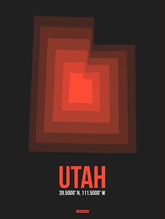 Framed Utah Radiant Map 6 Print