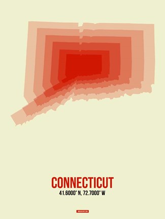 Framed Connecticut Radiant Map 3 Print