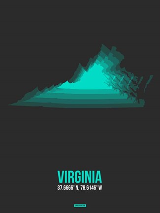 Framed Virginia Radiant Map 6 Print