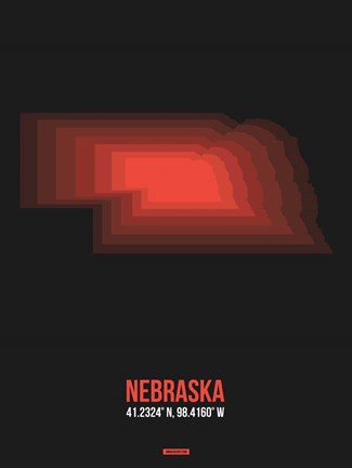Framed Nebraska Radiant Map 6 Print