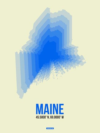 Framed Maine Radiant Map 1 Print