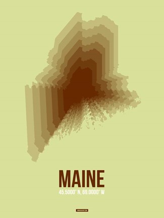 Framed Maine Radiant Map 2 Print