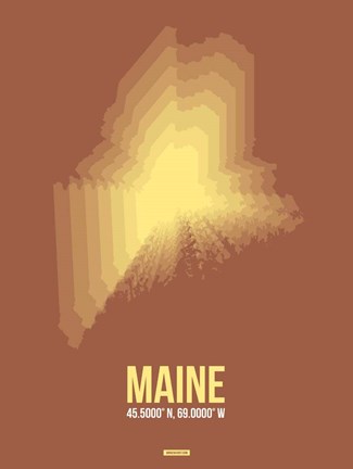 Framed Maine Radiant Map 3 Print