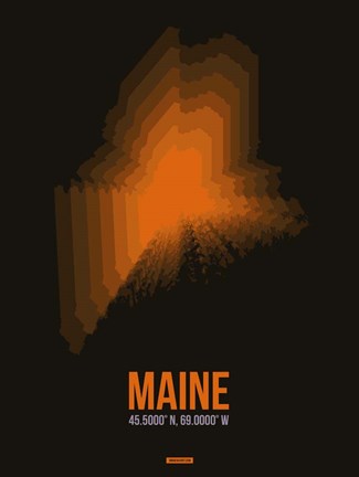 Framed Maine Radiant Map 5 Print
