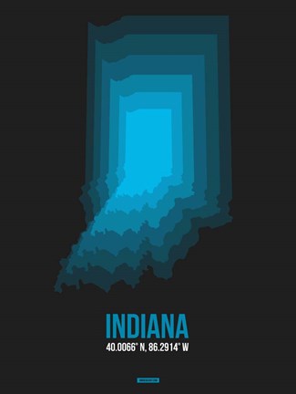 Framed Indiana Radiant Map 5 Print