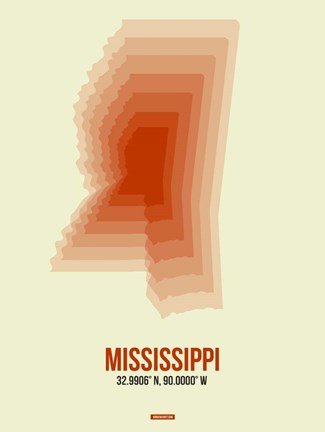 Framed Mississippi Radiant Map 1 Print