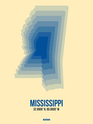 Framed Mississippi Radiant Map 2 Print