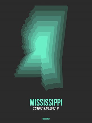 Framed Mississippi Radiant Map 4 Print