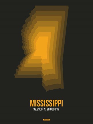 Framed Mississippi Radiant Map 5 Print