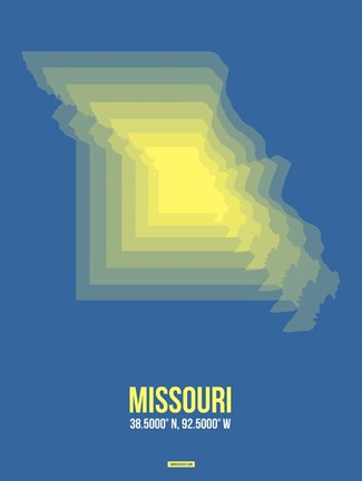 Framed Missouri Radiant Map 3 Print
