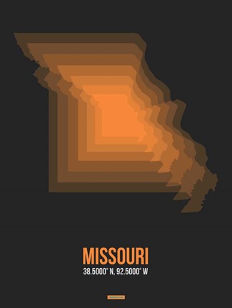 Framed Missouri Radiant Map 4 Print