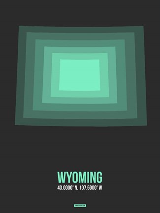 Framed Wyoming Radiant Map 4 Print