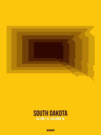 Framed South Dakota Radiant Map 3 Print