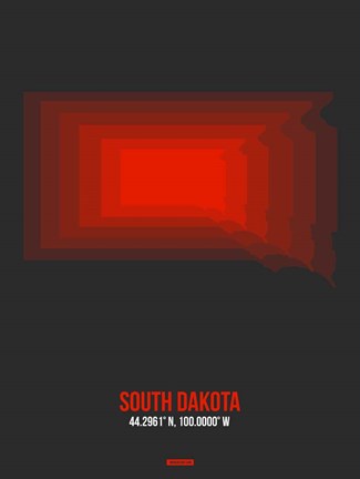 Framed South Dakota Radiant Map 4 Print