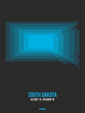 Framed South Dakota Radiant Map 5 Print