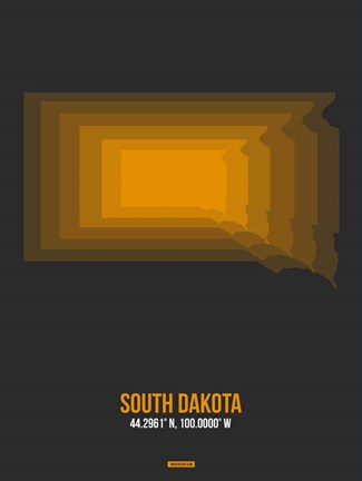 Framed South Dakota Radiant Map 6 Print