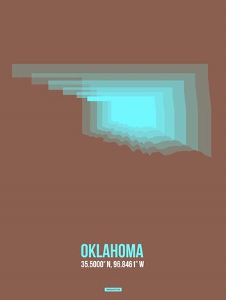 Framed Oklahoma Radiant Map 2 Print