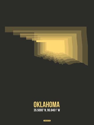 Framed Oklahoma Radiant Map 4 Print