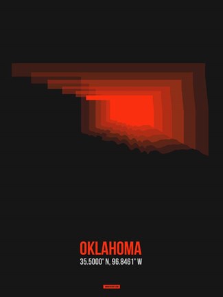 Framed Oklahoma Radiant Map 5 Print