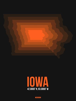 Framed Iowa Radiant Map 6 Print