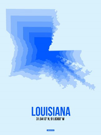 Framed Louisiana Radiant Map 1 Print