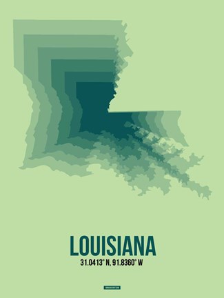 Framed Louisiana Radiant Map 2 Print