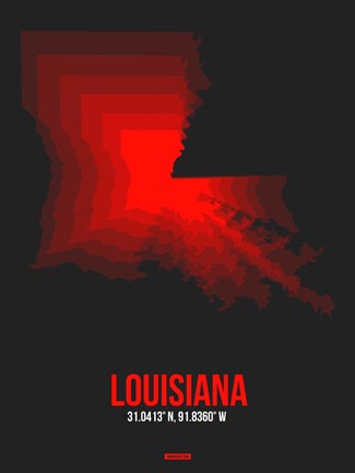Framed Louisiana Radiant Map 4 Print
