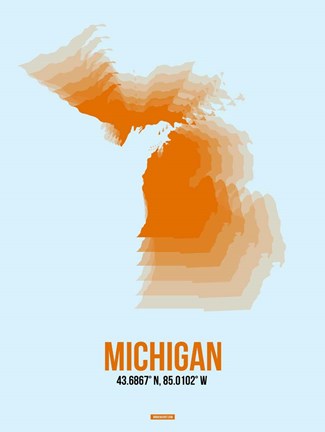 Framed Michigan Radiant Map 2 Print