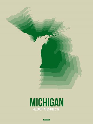 Framed Michigan Radiant Map 3 Print