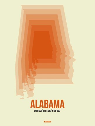 Framed Alabama Radiant Map 1 Print