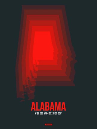 Framed Alabama Radiant Map 4 Print