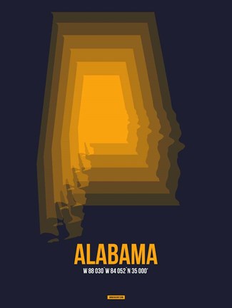 Framed Alabama Radiant Map 5 Print
