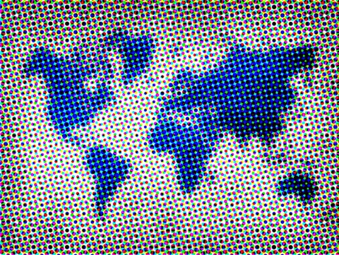 Framed Dotted World Map 3 Print