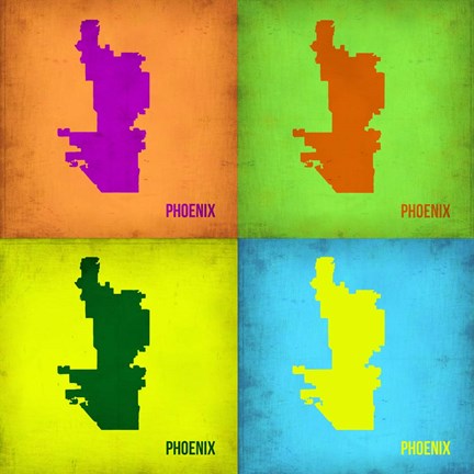 Framed Phoenix Pop Art Map 1 Print