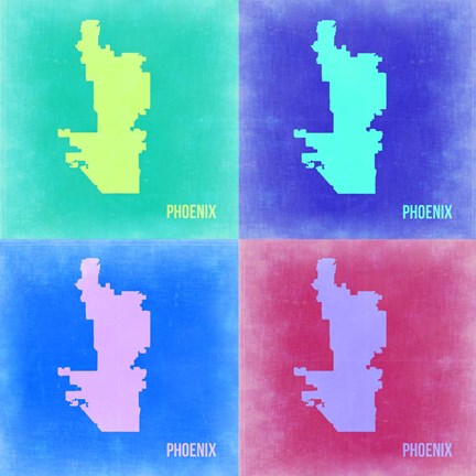 Framed Phoenix Pop Art Map 2 Print