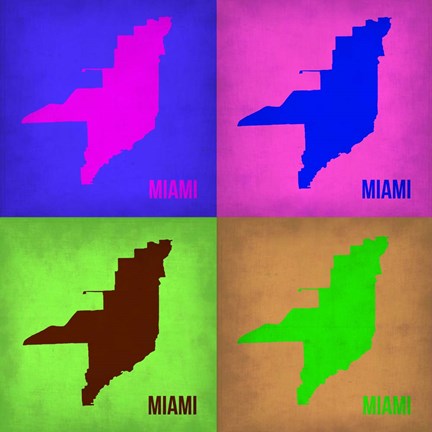 Framed Miami Pop Art Map 1 Print