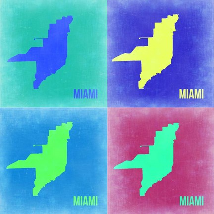 Framed Miami Pop Art Map 2 Print