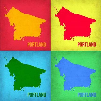 Framed Portland Pop Art Map 1 Print